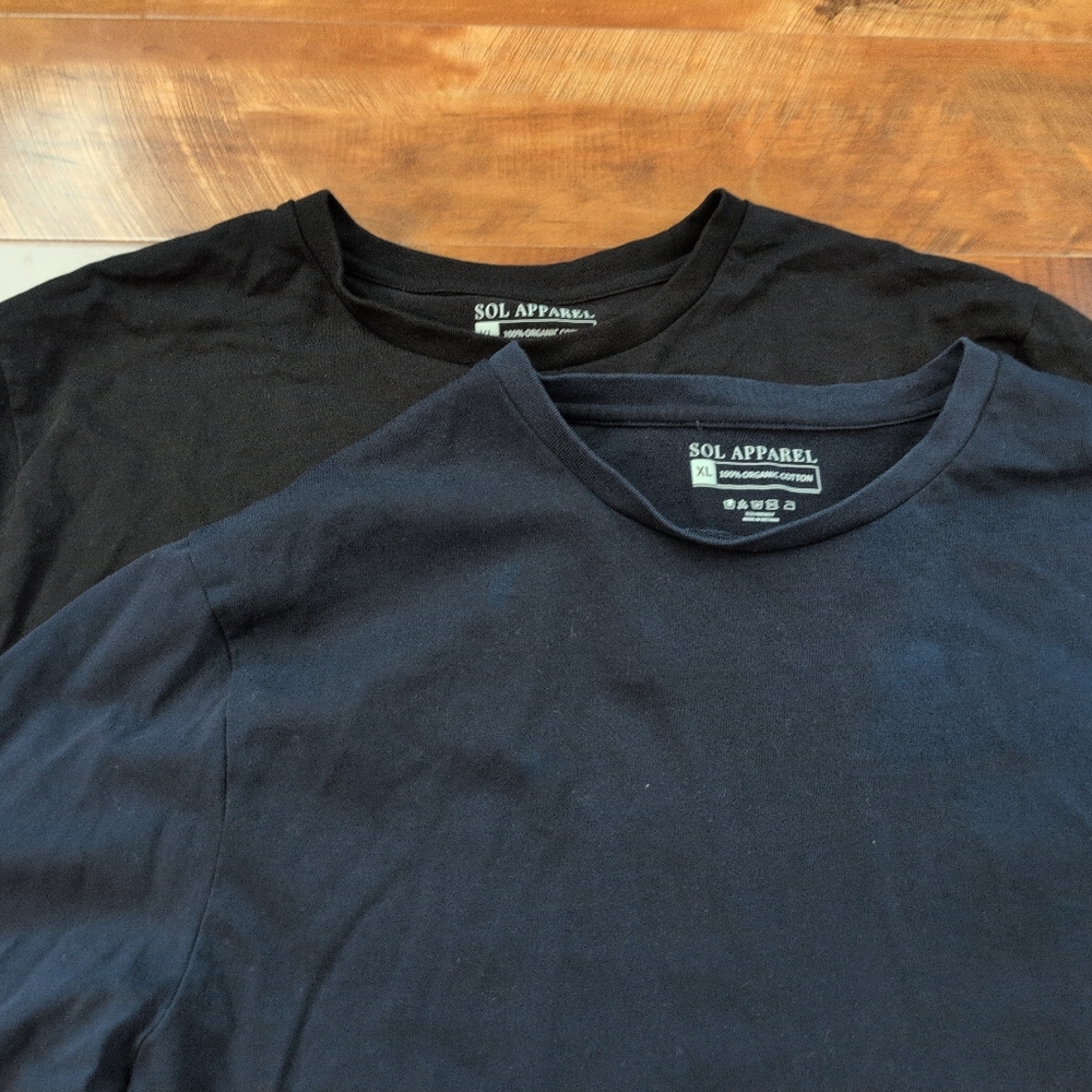 2 Sol Apparel Organic Cotton Tshirts, Size XL